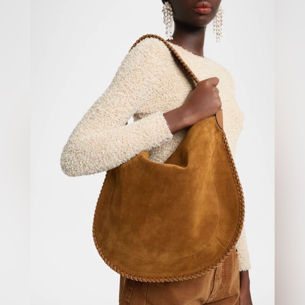 Isabel Marant Oskan Soft Suede Hobo Bag Cognac